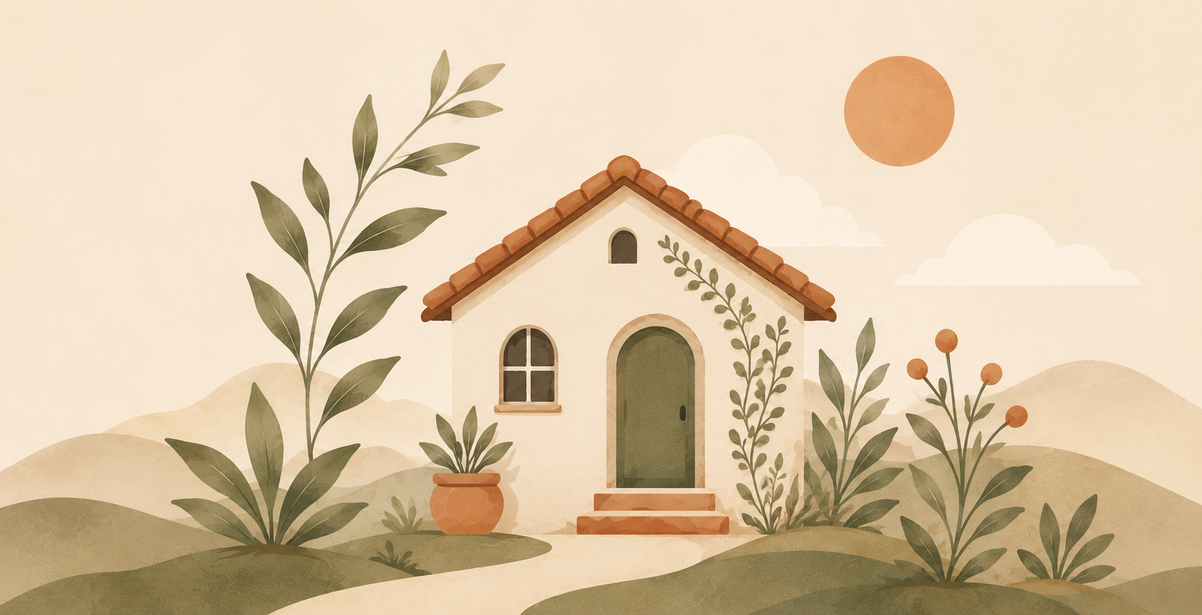 House on a hill illustration